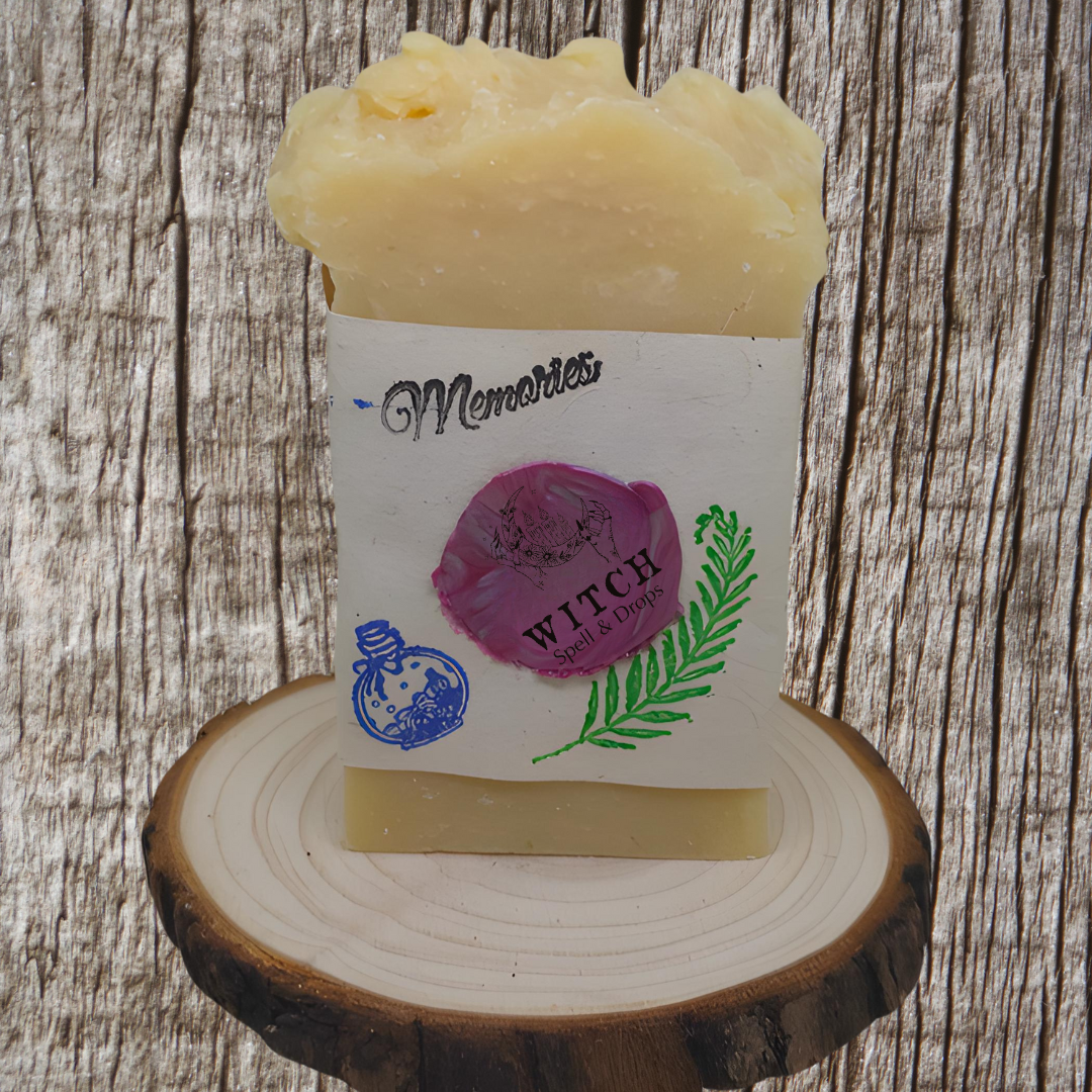 A handmade soap made with cocoa butter, chamomile and calendula.